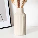 Small Vase, Ceramic Vase, Minimalist Modern Home Decor, for Tables, Bookshelves, Mantel Shelves, Entryway and Centerpieces, Farmhouse, Bohemian (Beige, Large)