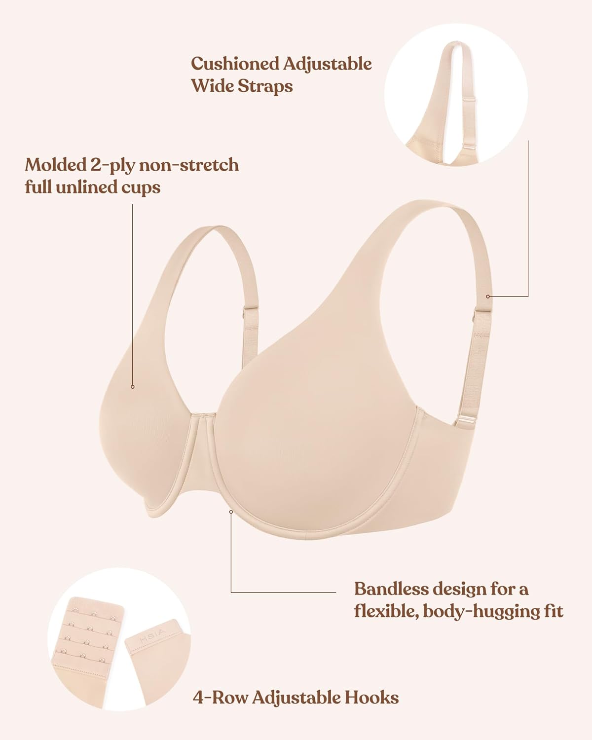 HSIA Minimizer Bras for Women Plus Size Full Coverage Unlined T Shirt Bra Seamless Underwire Cool Comfort Daily Bras - Image 4