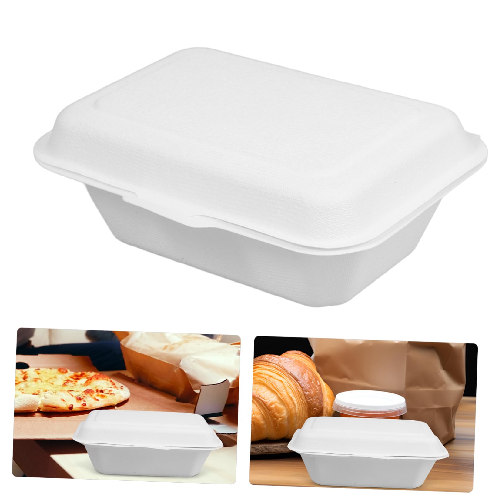 GLEAVI 50piezas Cajas De Comida Desechables De Cartón Biodegradables De Contenedores Prácticos Para Comidas y Ensaladas Envases De Alimentos Ecológicos y