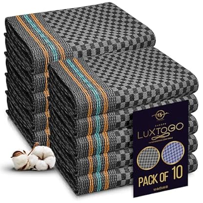 LUXTOGO®️ - Geschirrtücher Baumwolle Set, 100% Baumwolle Küchentücher Ringgesponnene Extra Dicker 300g/m² Geschirrhandtücher 50 x 70 cm Küchenhandtücher für Küche, Restaurant. (10 STK)