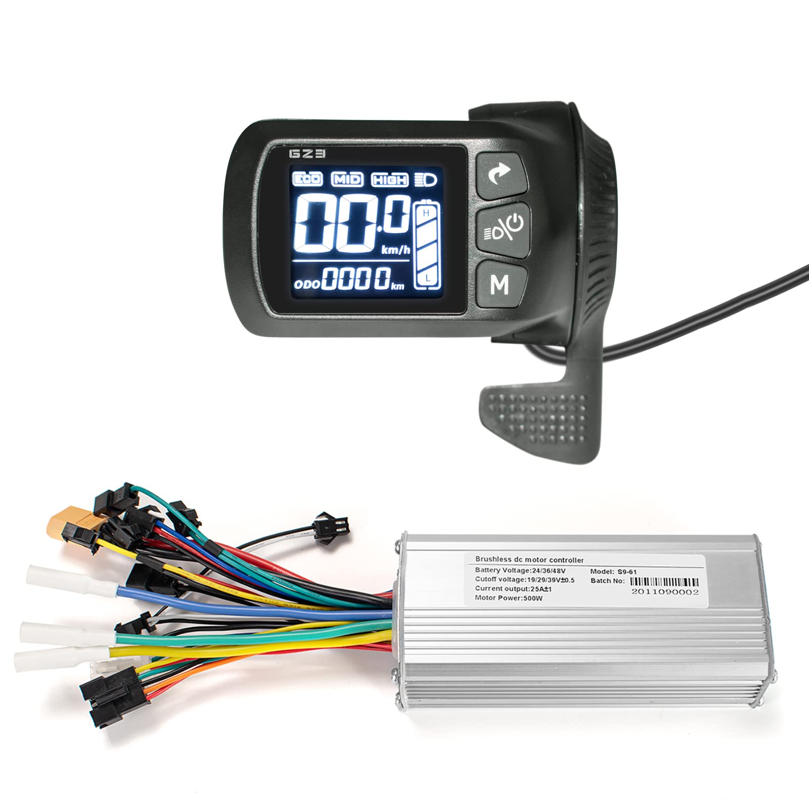 Kunray24V-48V 500W 25A Brushless Controller with LCD Display E-Bike Controller Dual-Mode for Electric Bicycle Scooter