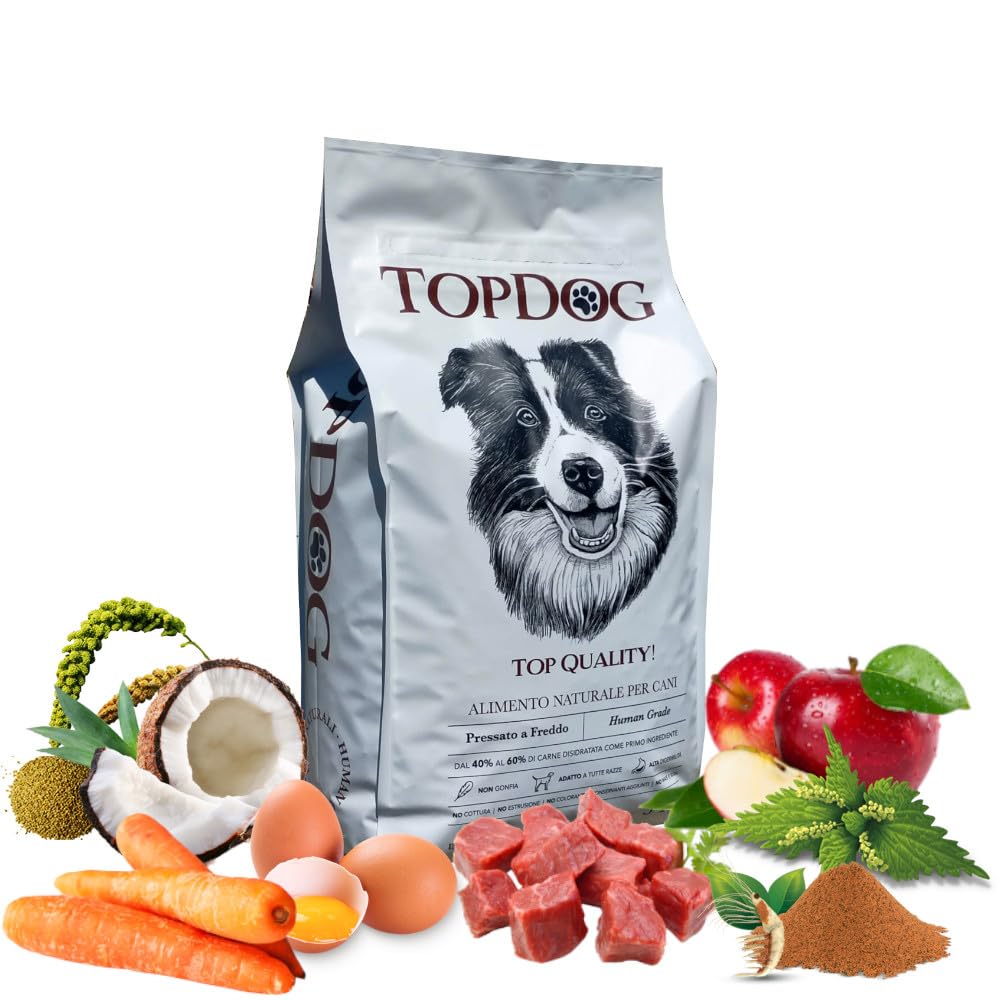 Crocchette Pressate a Freddo per Cani TOPDOG® Manzo Monoproteico 5 kg – Alta Digeribilità – Senza Estrusione – Per Cani Sensibili