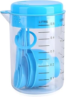 HEEPDD Measuring Cup Plastic Measuring Cups Set with Spout, 500 Ml Cup and 6 Stackable Spoons, PP Material, for Coffee and Tea Coffee & Tea Accessories