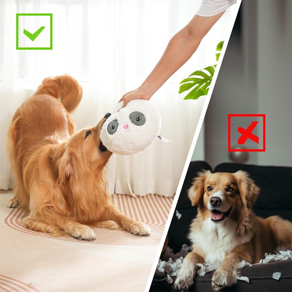 Hero Chuckles Ball Jouet en peluche pour chien – Jouet couineur pour chien – Balle durable avec couineur 3 en 1, panda