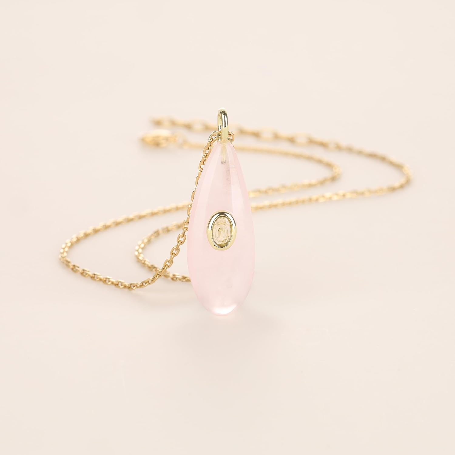 COAI Crystal Pendant Necklace for Women, Teardrop Pendant 18K Gold Plated Stainless Steel Necklace for Women