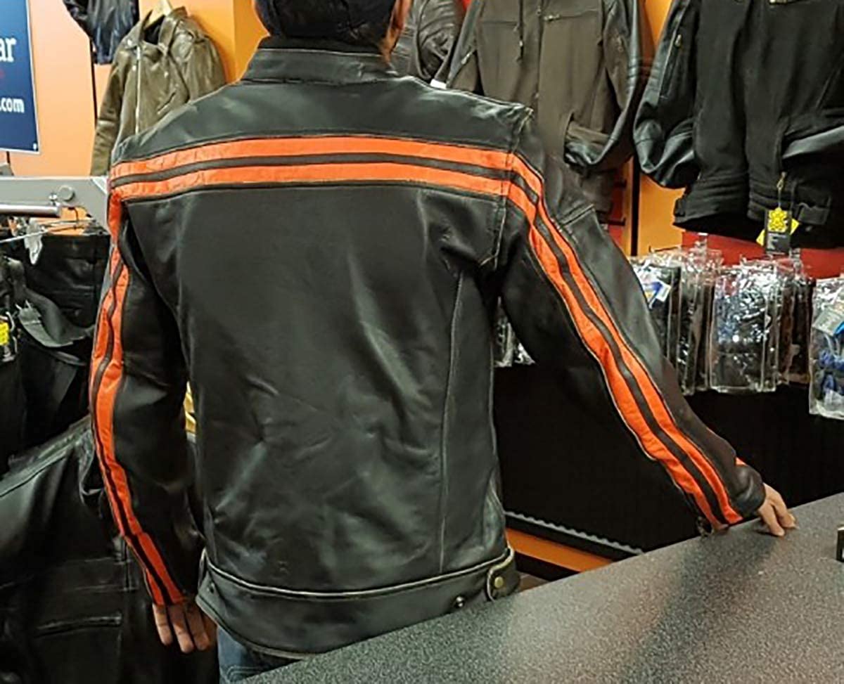 Mayhem - Chaqueta de cuero para motociclista a rayas estilo Fight Club para hombre