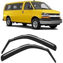 in-Channel Rain Guards Fit for 1996-2026 Chevy Express Van 1500 & GMC Savana 2500 3500, Durable Side Windows Wind Sun Deflectors, Window Rain Guard Black 2 PCS