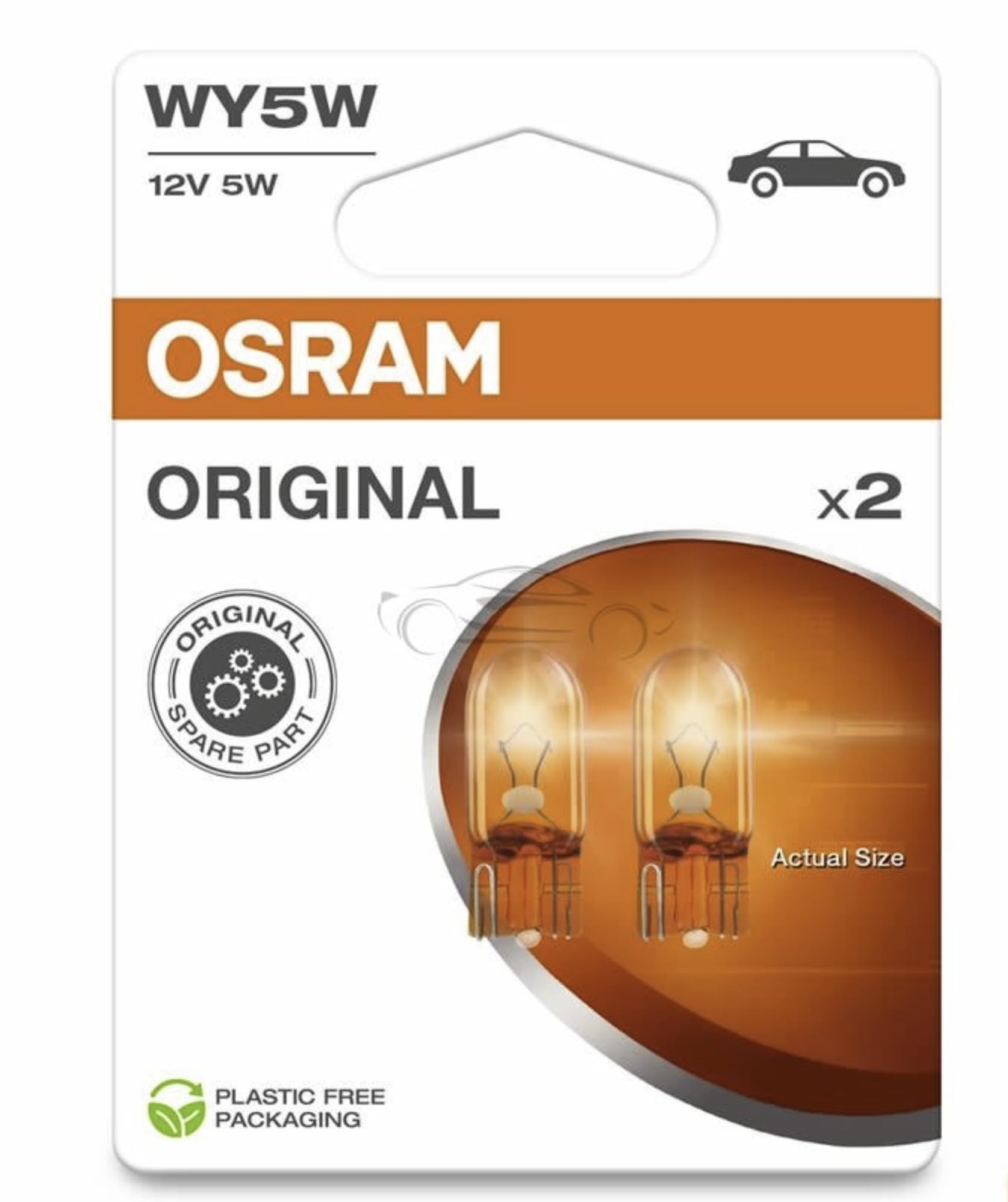 OSRAM ORIGINAL LINE 12V, WY5W, signal lamp, Glass Wedge Base, Double Blister (2 lamps)
