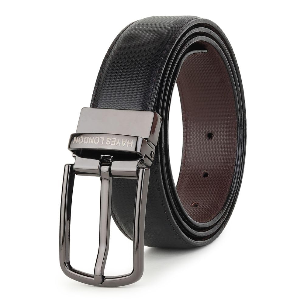 HAYES LONDON PU Leather Belt for Men – Reversible Belt for Formal and Casual Wear