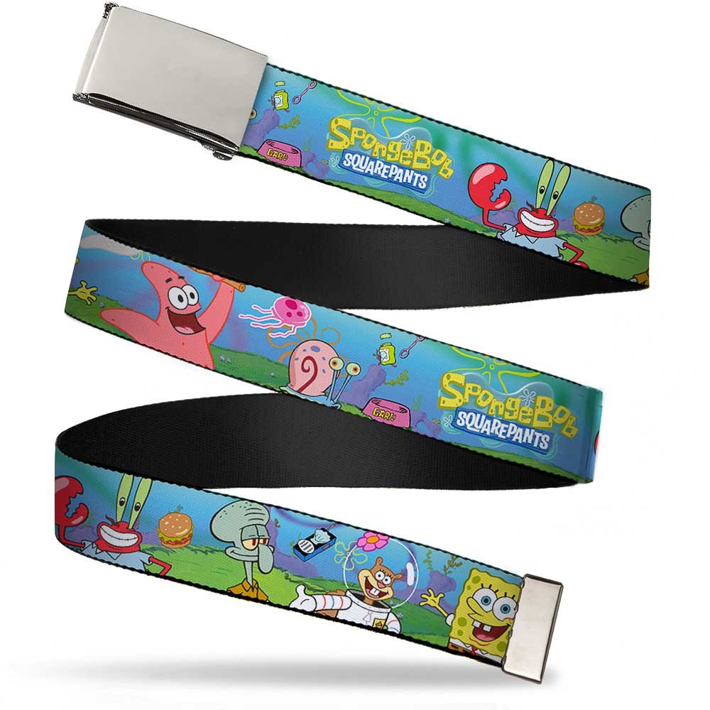 Buckle-Down Men's Multicolor Spongebob Squarepants Web Spongebob 1.25" Belt, 1.25 Wide - Fits Up To 42 Pant Size Us, 1.25" Wide - Fits Up To 42" Pant Size