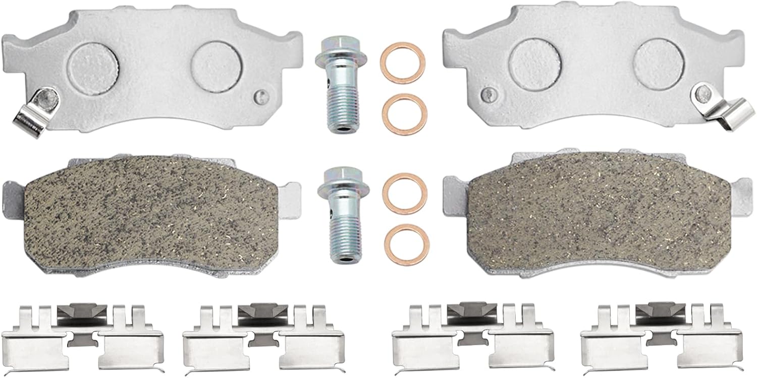 M MATI Front Left Right Brake Caliper & Ceramic Pads Kit for Honda Big Red 700 MUV700 2009 2010 2011 2012 2013 45150-HL1-A01 45250-HL1-A01 45150-HL1-A02 45250-HL1-A02 06451-HL1-A01 06452-HL1-A01