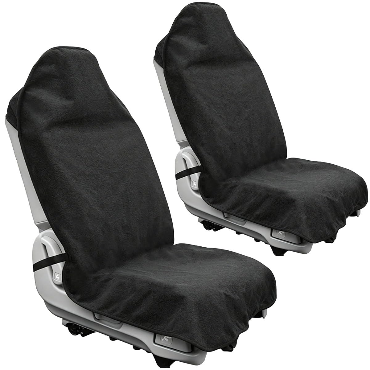 Lot de 2 Housse de Siege Voiture Eponge, Protege Siege Voiture Noir | Lavables en Machine, Housses de Sièges Universels Tissu Éponge pour Sièges, Anti-poussière, Contre les Poils d'Animaux