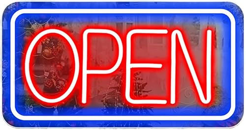 Letrero abierto con adaptador, letrero de neón con 5 letreros de apertura de brillo ajustable para ventana de negocios, letrero de neón abierto,