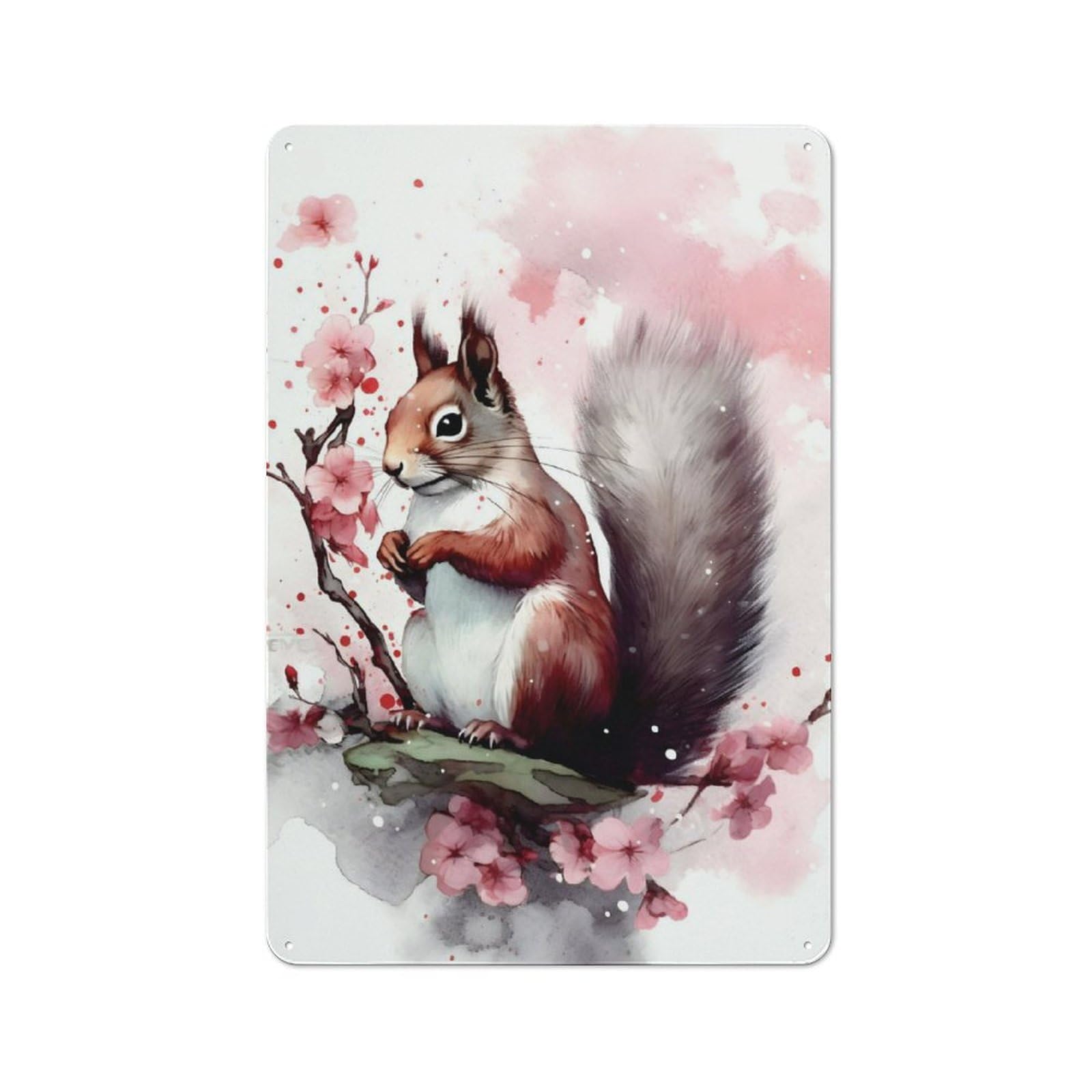 Junmoney Squirrel Classic Metal Gift Sign 30X20cm, Small Space Decor For Home, Shop, Pub Or Studio Wall