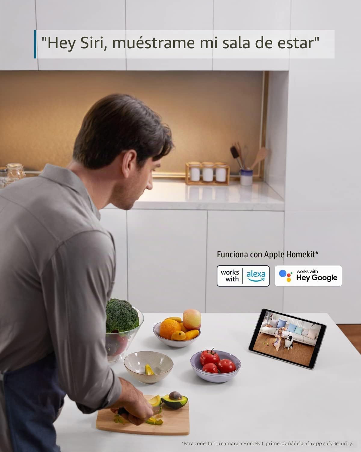 eufy Security IndoorCam E220 Camara vigilancia WiFi Interior, 2K Pan & Tilt, Reconocimiento de Personas, con Asistente de Voz, Sensor de Movimiento, sin Tarifa mensual, No se Requiere HomeBase