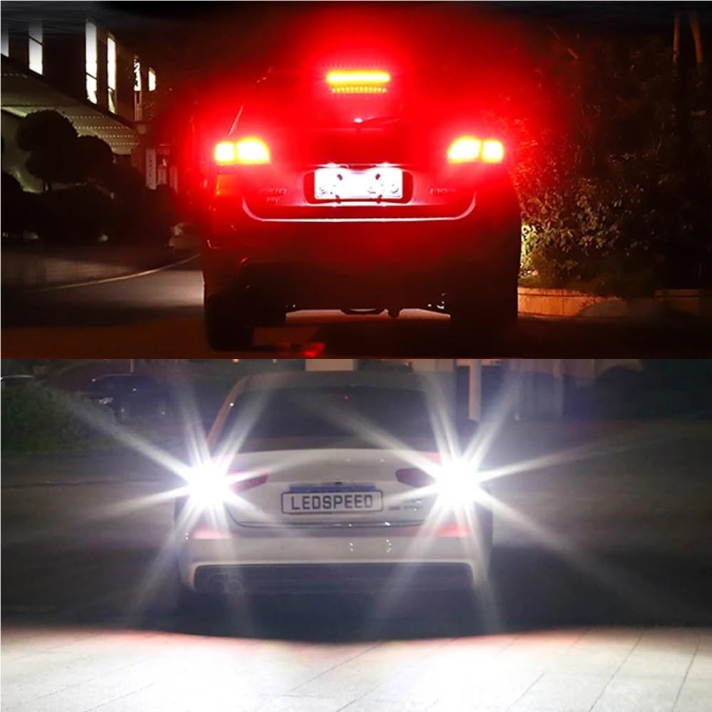2 pezzi 1156 BA15S P21W LED luci diurne di retromarcia e freno Canbus for auto, luce di retromarcia, luce di retromarcia, lampadina rossa e bianca.(Red)