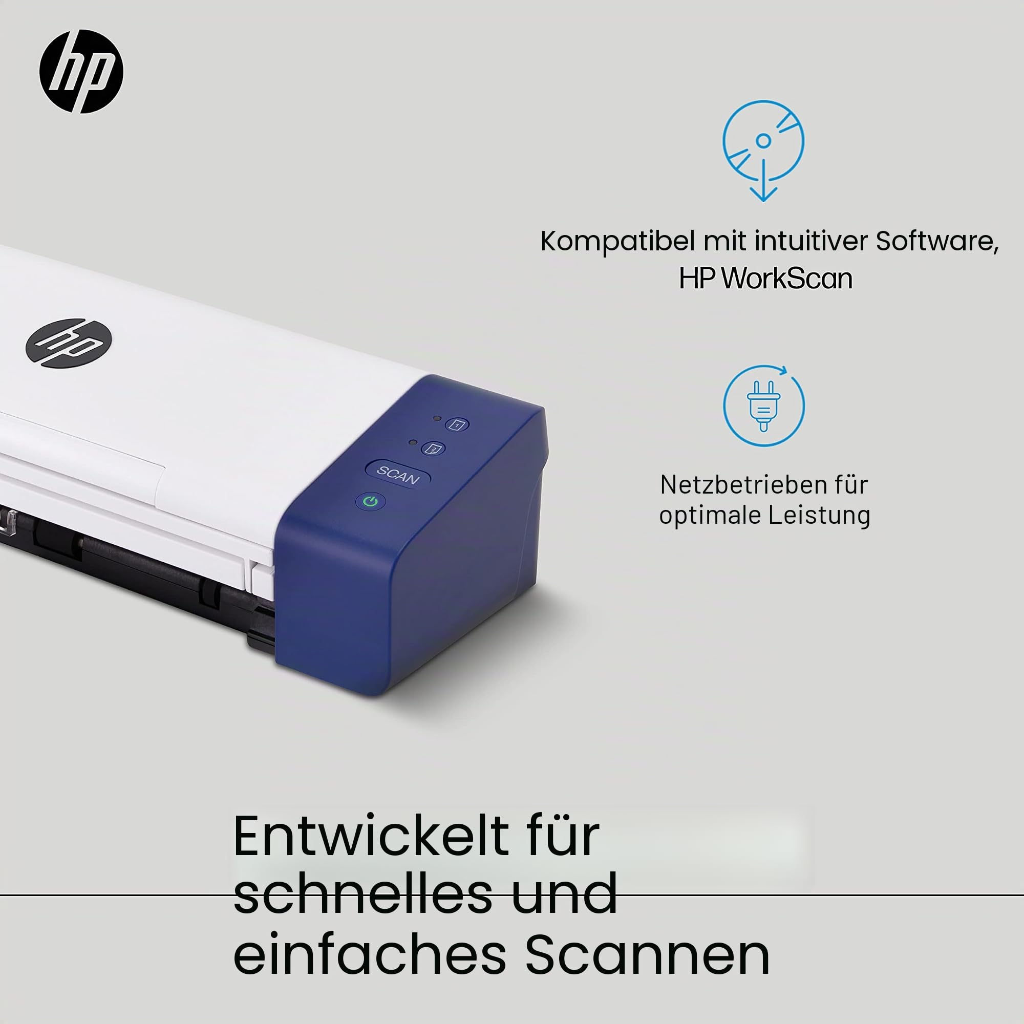 HP Kompakter Desktop Duplex USB Mobiler Dokumenten- & Foto-Scanner mit Auto-Feed Tray für tragbares 2-seitiges digitales Scannen