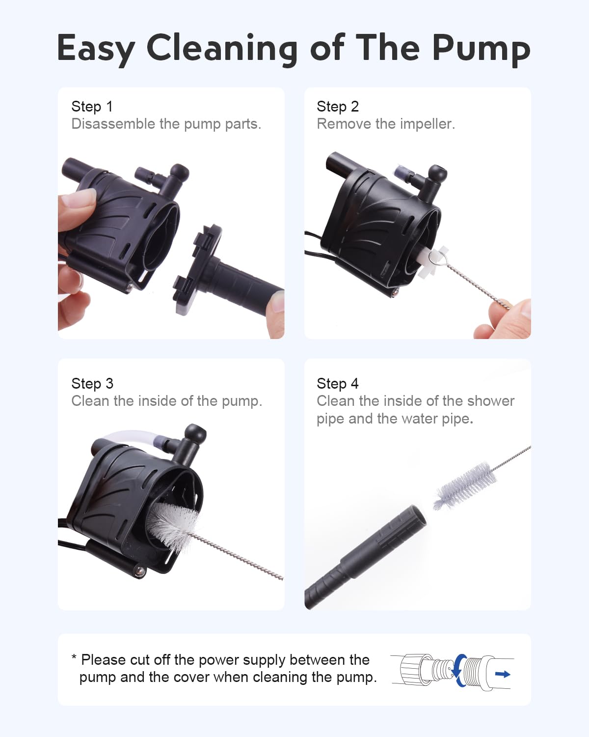 URUQ Kit de limpieza para peceras: raspador de algas para acuarios, herramientas limpiadoras de vidrio con asa, juego de accesorios de limpieza 7 en 1 para peceras Betta, incluye red de pesca, cepillo