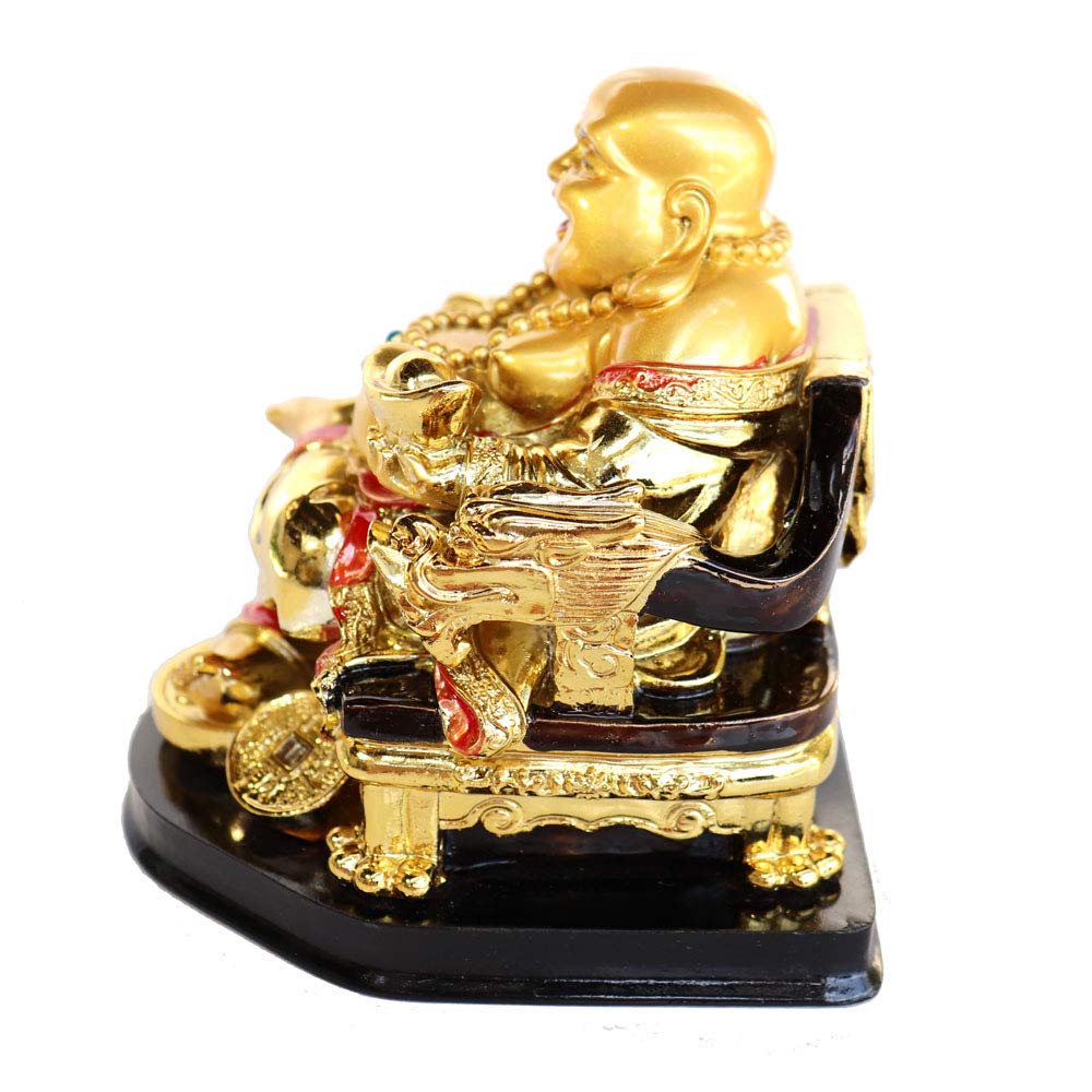 Amazon.com: Feng Shui Import Golden Money Buddha Statue on Dragon