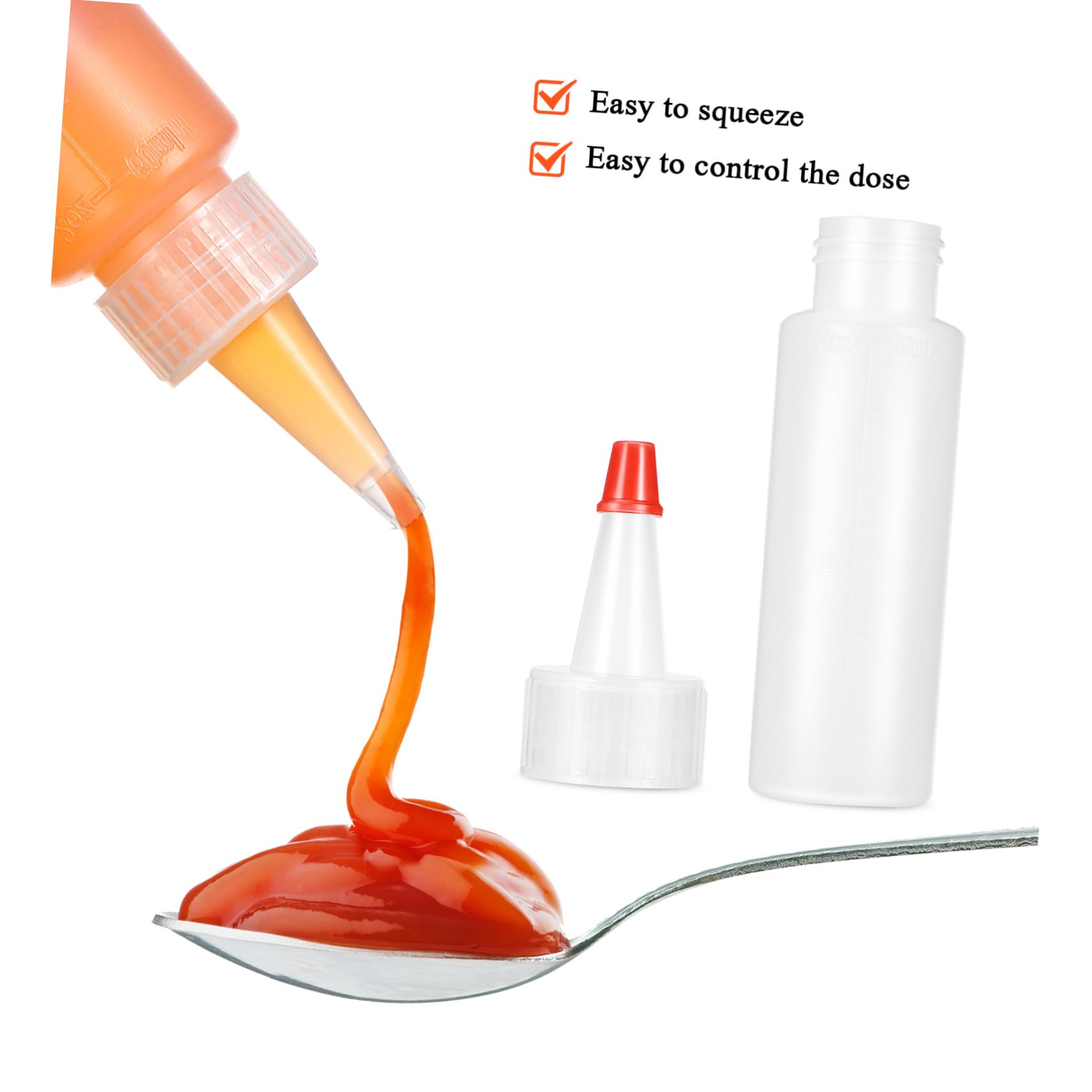 IWOWHERO 20 Pcs Squeeze Bottle Clear Condiment Bottles Squeezy Bottles with Nozzles Empty Condiment Bottles Dispensing Bottles Ketchup Sauces Dispensers Squeeze Condiment Bottles Bottle Pe