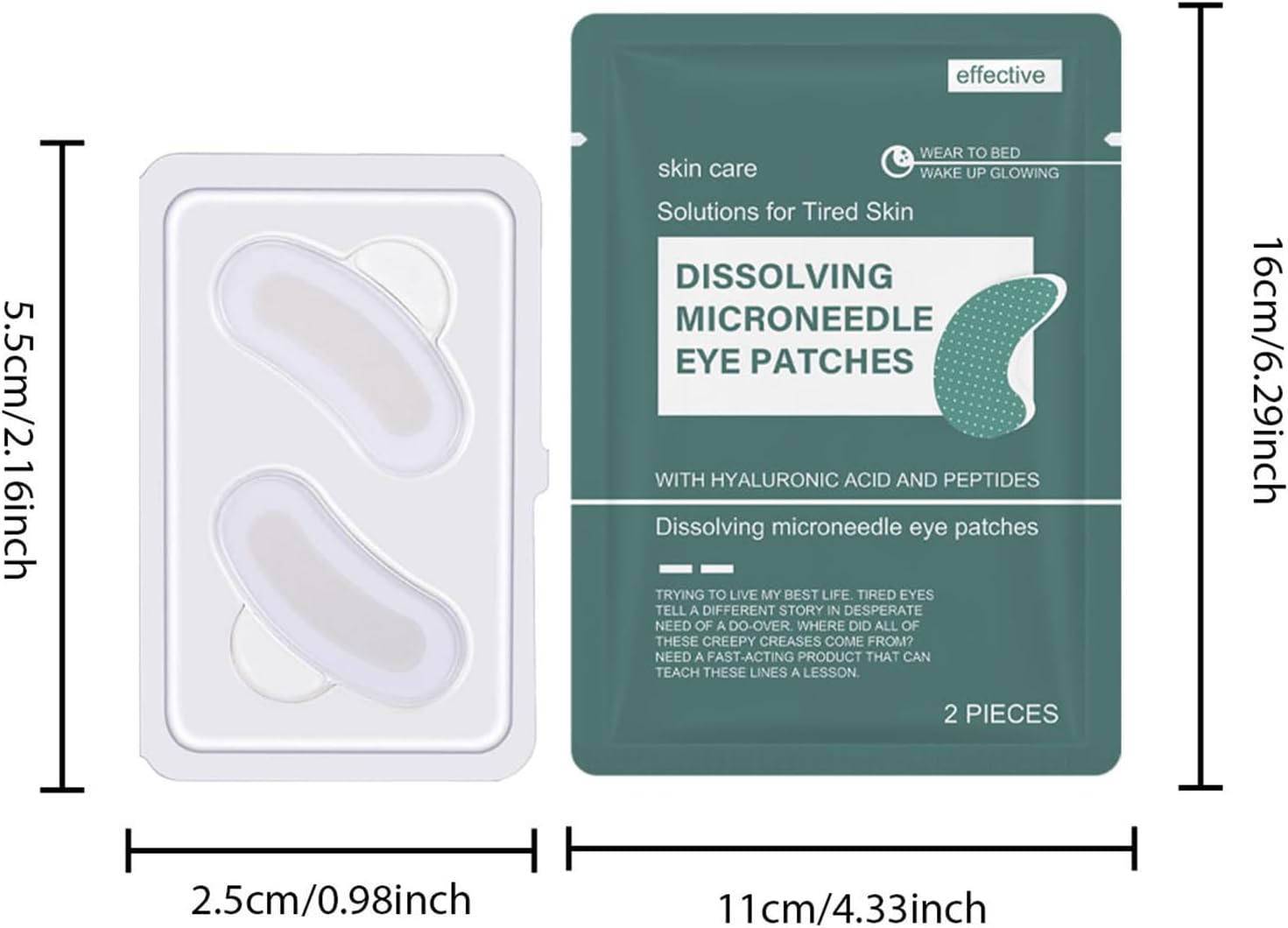 Microneedling Serums Huidverzorging, Pack van 4 Oplossende Microneedle Oogpleisters, Microneedle Patches met Hyaluronzuur, Hydraterende maskers onder de ogen voor gezwollen ogen en donkere kringen