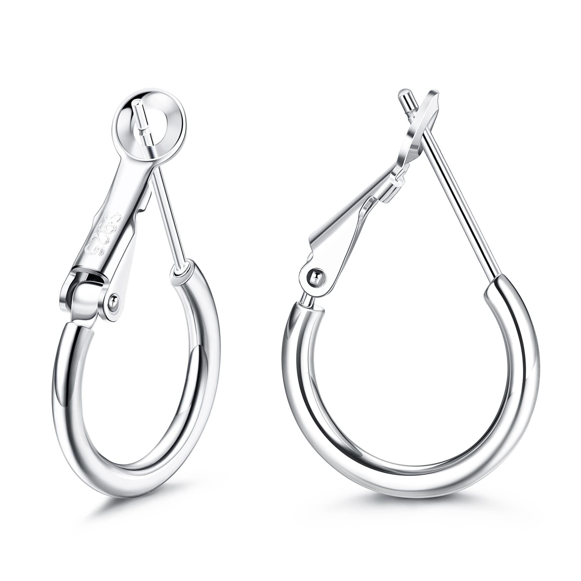 Morfetto Pendientes de Aro Pequeños de Plata de ley 925 para Mujer, Aretes de Aro de Plata Ligeros, Aretes de Aro de 12 MM Chapados en Oro Blanco