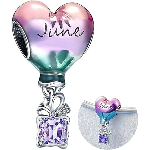 Hot Air Balloon Charms Happy Birthday Birthstone Charm Fit for Bracelets and Neckla...