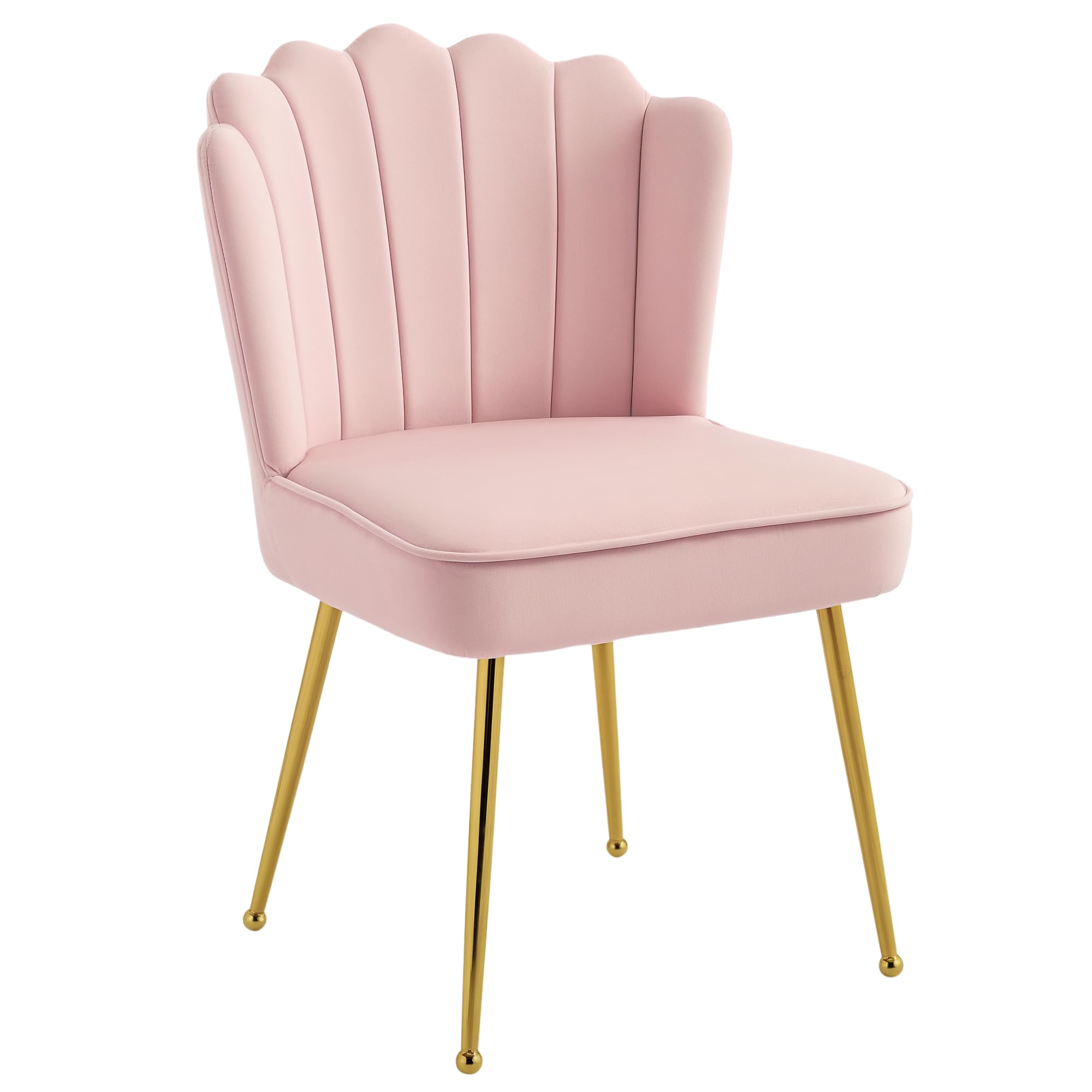 HOMCOM Velvet Accent Chair - Pink - Metal Legs