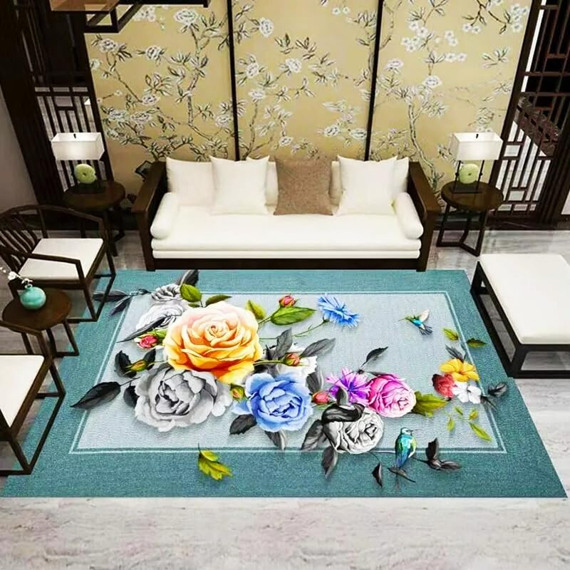 GenericJJ's Imported Crystal Velvet 3D Digital Printed Non-Slip Super Soft Indoor Living Room Bed Room Carpets (Rugs) in 9 Sizes Flower Design 1 (80x160 cm(0.8x1.6 Mtr) 2.8x5.3 Feet)