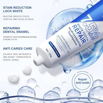 2 Pcs Hydroxyapatite Toothpaste, 7.5% Hydroxyapatite Toothpaste for Advanced Enamel Protection and Tooth Strengthening.