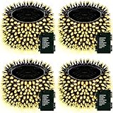 Upgraded 4Pack 160FT 400 LED Battery Operated Christmas String Lights Outdoor/Indoor, Timer & 8 Modes with Green Wire Christmas Tree Lights, Waterproof Fairy Lights for Xmas Tree Garden(Warm White)