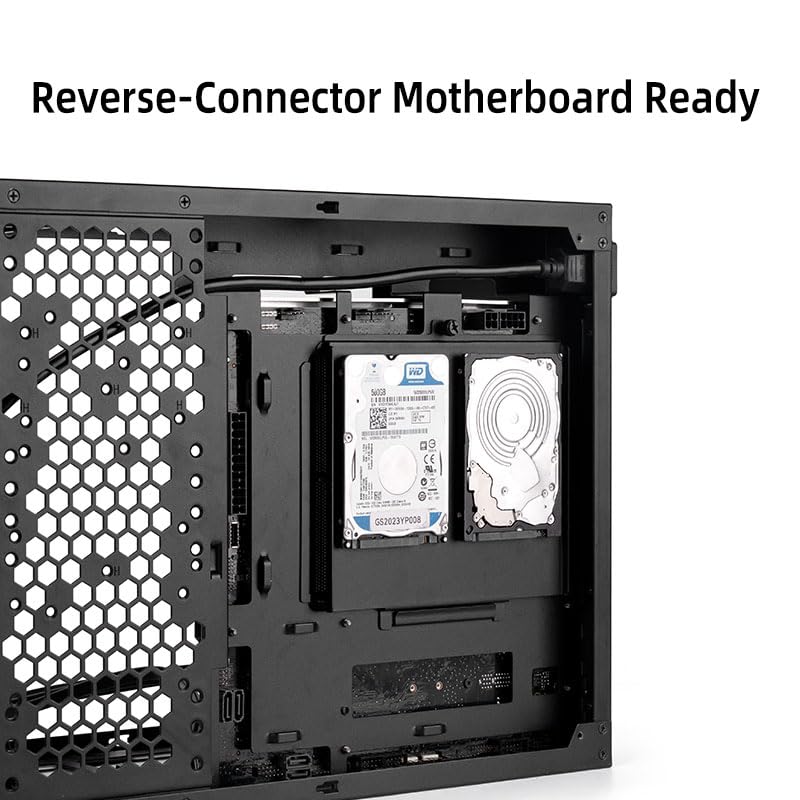Carcasa MATX ITX Mechanic Master C30pro de aluminio con panel lateral de cristal en negro 7