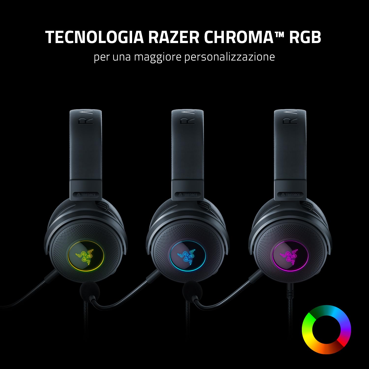 Razer Kraken V3 - Cuffie cablate USB da gaming con Razer Chroma RGB (Driver TriForce in Titanio da 50 mm, THX Spatial Audio, Tecnologia Chroma RGB) Nero