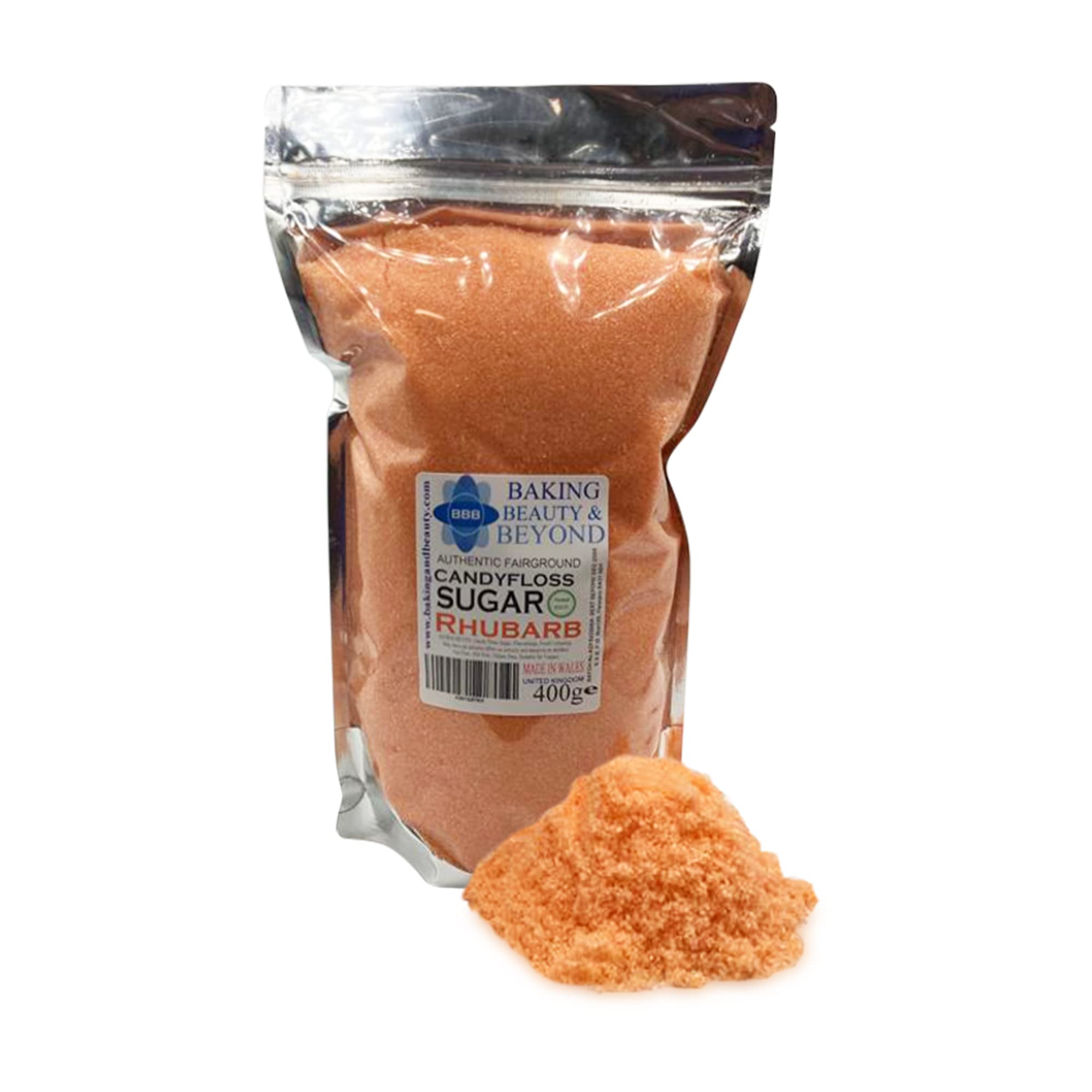 Baking Beauty and Beyond Premium Candy Floss Sugar 400g - Rhubarb Flavour — image 1