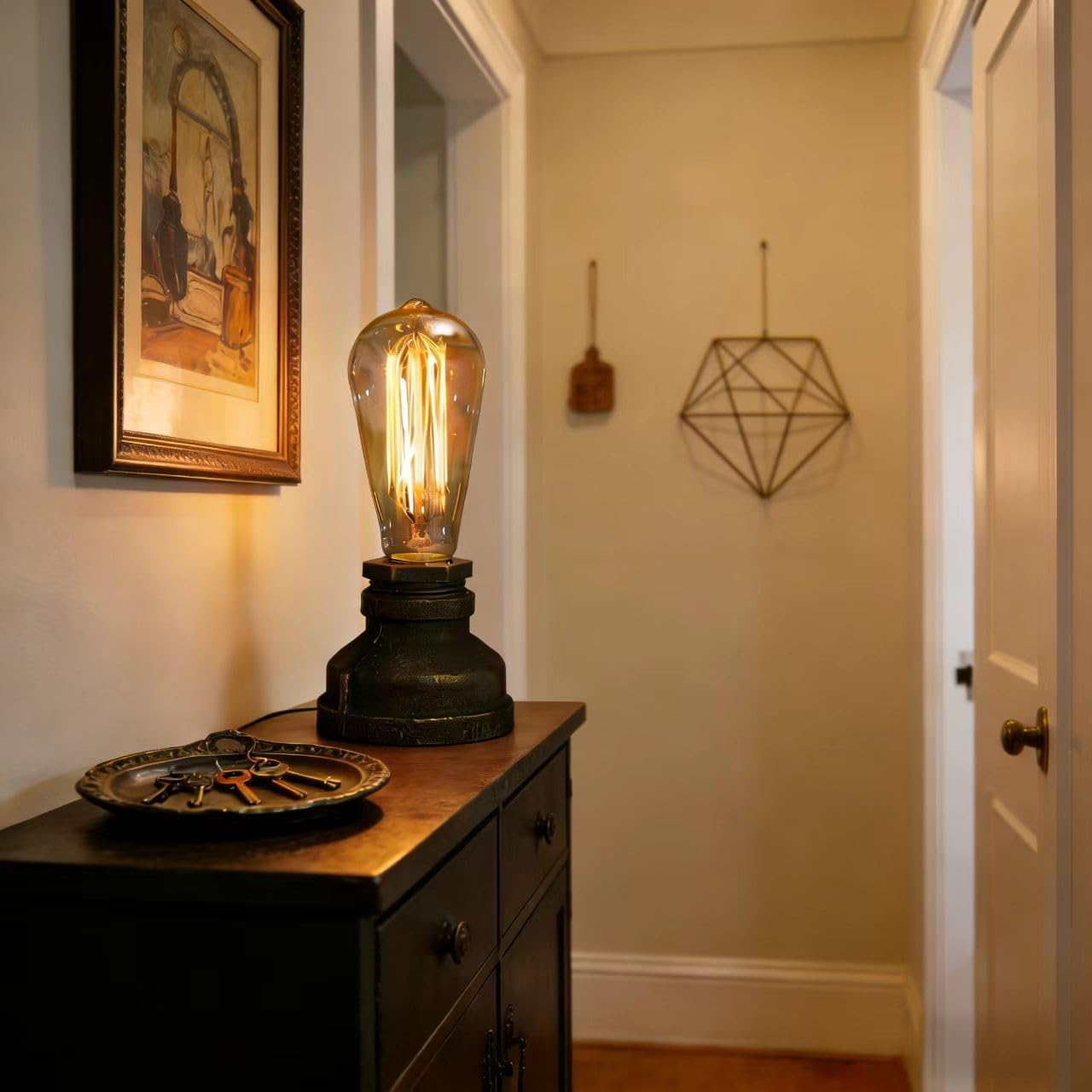 Vintage Industrial Table Lamp, Creativity Minimalist Table Lamp, Desktop Light for Bedrooms, Living Rooms, Bars, Cafes, and Offices(Bulb not Included)