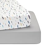 TILLYOU Baby Crib Sheets for Boys Girls, Super Soft Toddler Bed Sheets, 2 Pack Sheets for Standard Crib Mattress 28x52in, Little Blues Fish