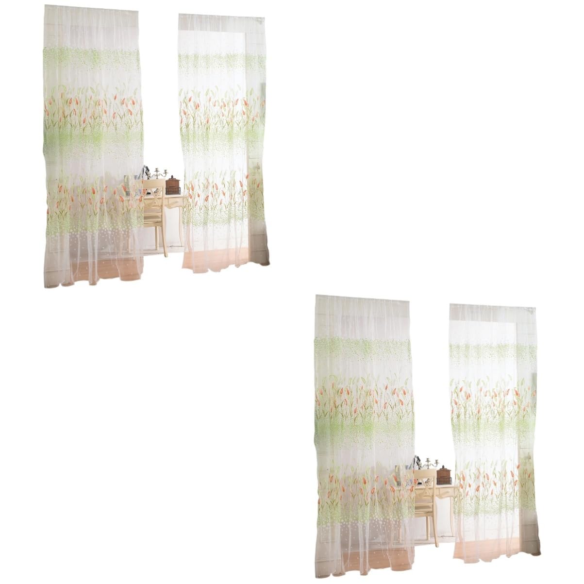 Cortinas semitransparentes Cabilock que aportan luz natural y elegancia a su cocina, 2 piezas