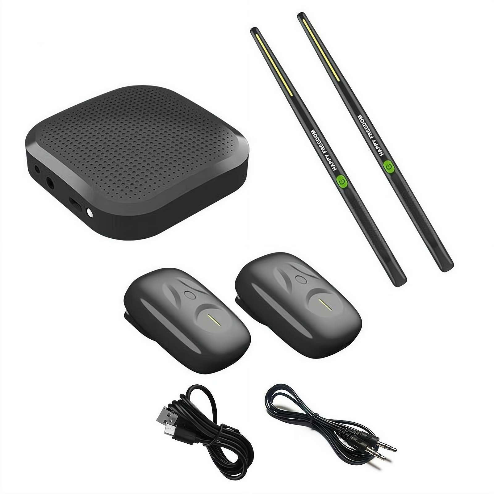 Set di batteria virtuale ad aria con bacchette RGB Bluetooth e pedali – Batteria elettronica portatile ricaricabile con rilevamento del movimento, divertente strumento per la pratica, regalo per