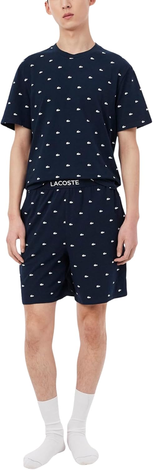 Lacoste Men's Straight Fit Printed Pajama Shorts