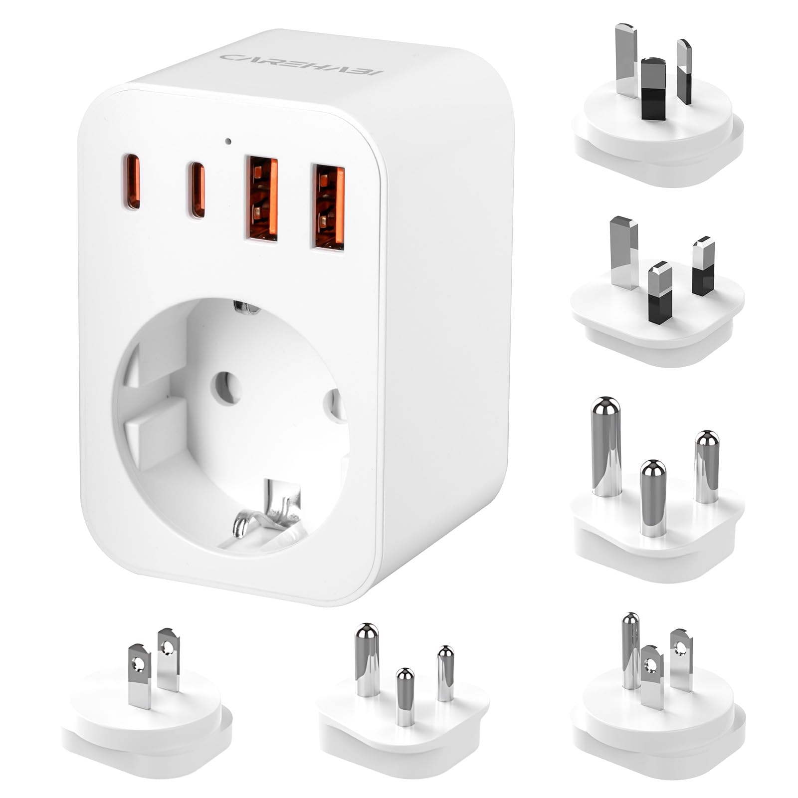 Kit d'adaptateur Prise Universelle, Adaptateur Voyage avec USB-A/Type-C, Adaptateur de Prise de Type G/B/I/A/M/D Adaptateur Universel de Voyage pour Le Royaume-Uni/Les États-Unis/l'Australie/Le Japon