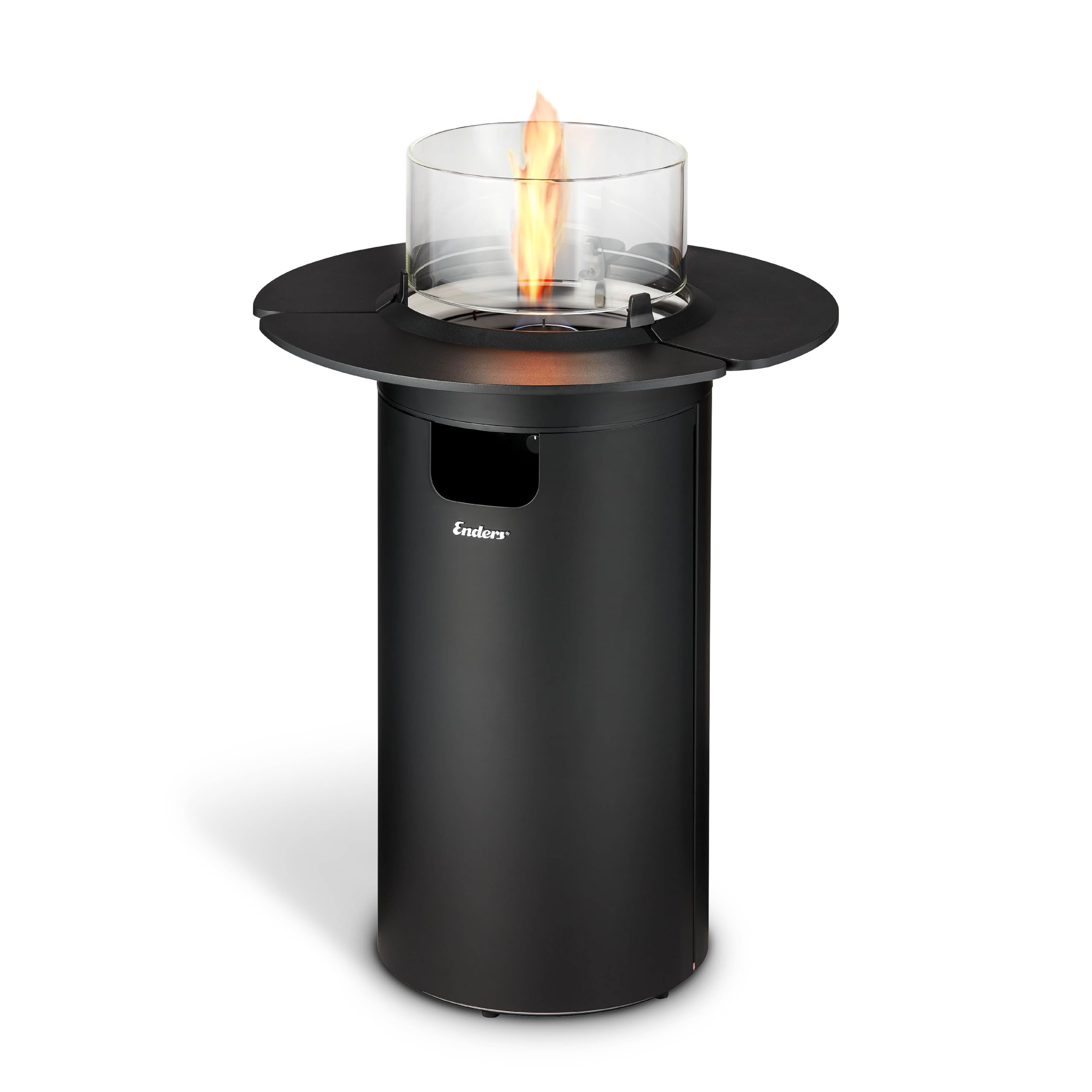 Enders Terrassenfeuer NOVA Table Black M, Gas Terrassenfeuer mit Ambientebeleuchtung, ECO Green Brenner-Technologie, H88cm Ø62cm, Schwarz