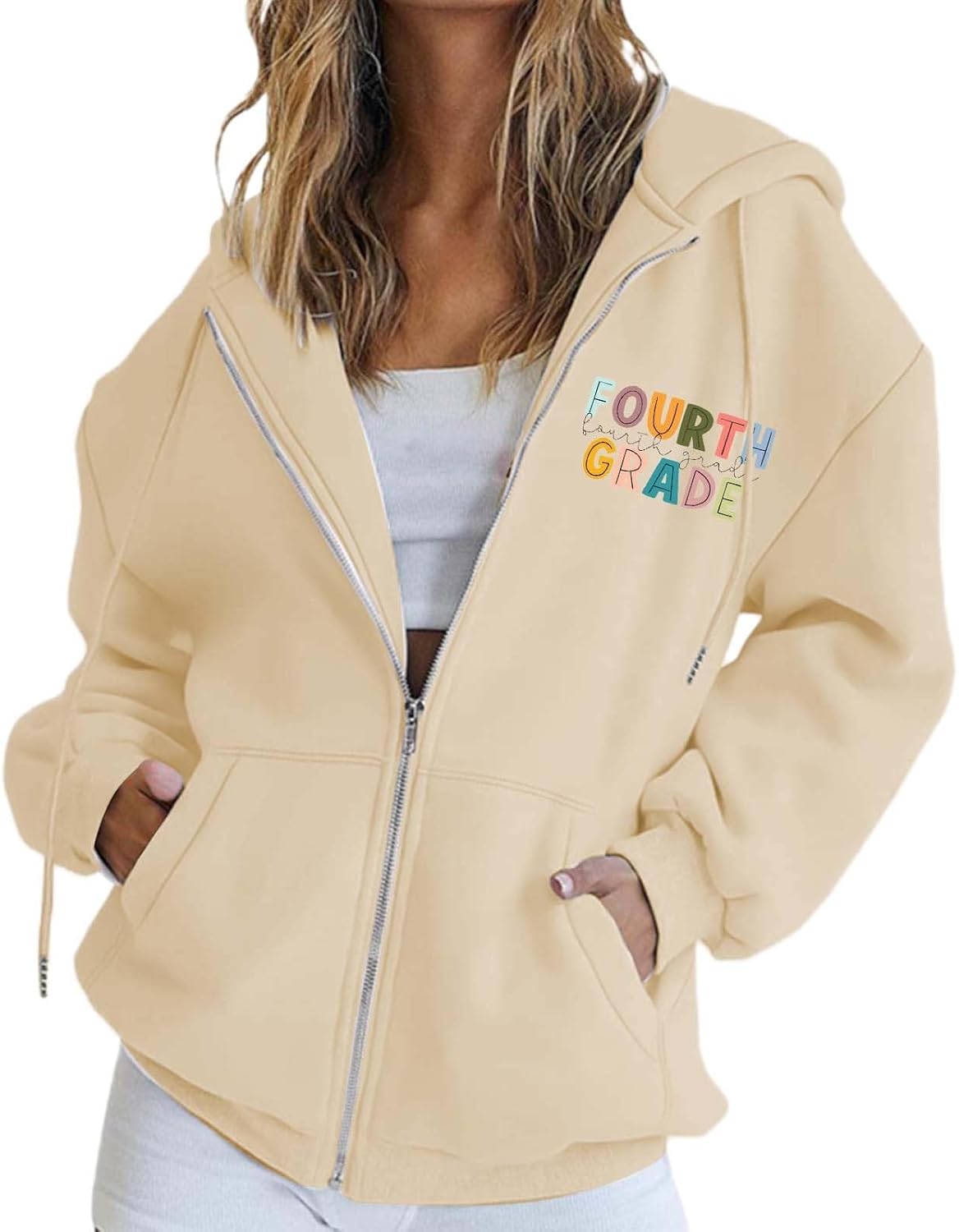 Damen Sweatjacke Mit Reißverschluss - Oversize Hoodie Y2K Style