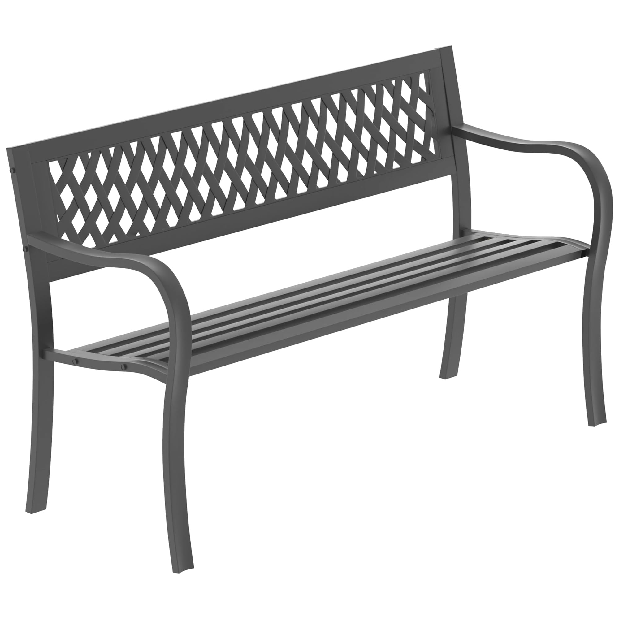Home Discount Ogrodowa stalowa ławka ogrodowa Vida, design w stylu kraty, 3-osobowa meble ogrodowe, do siedzenia, parku, siedzenia na patio