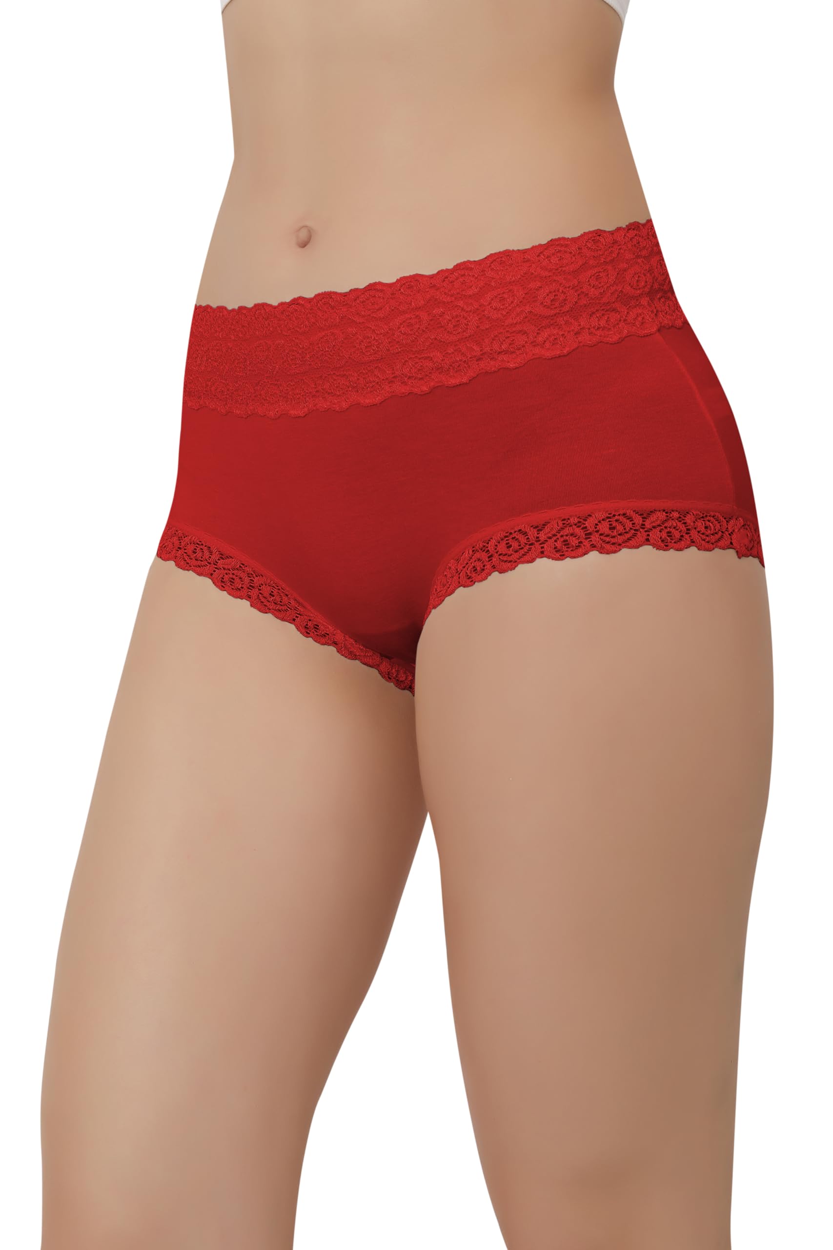 fabluk Women's Cotton Mid Waist Hipster Panty with Lace Waist, Free Size (Pack of 1 OR 3)-picture-29