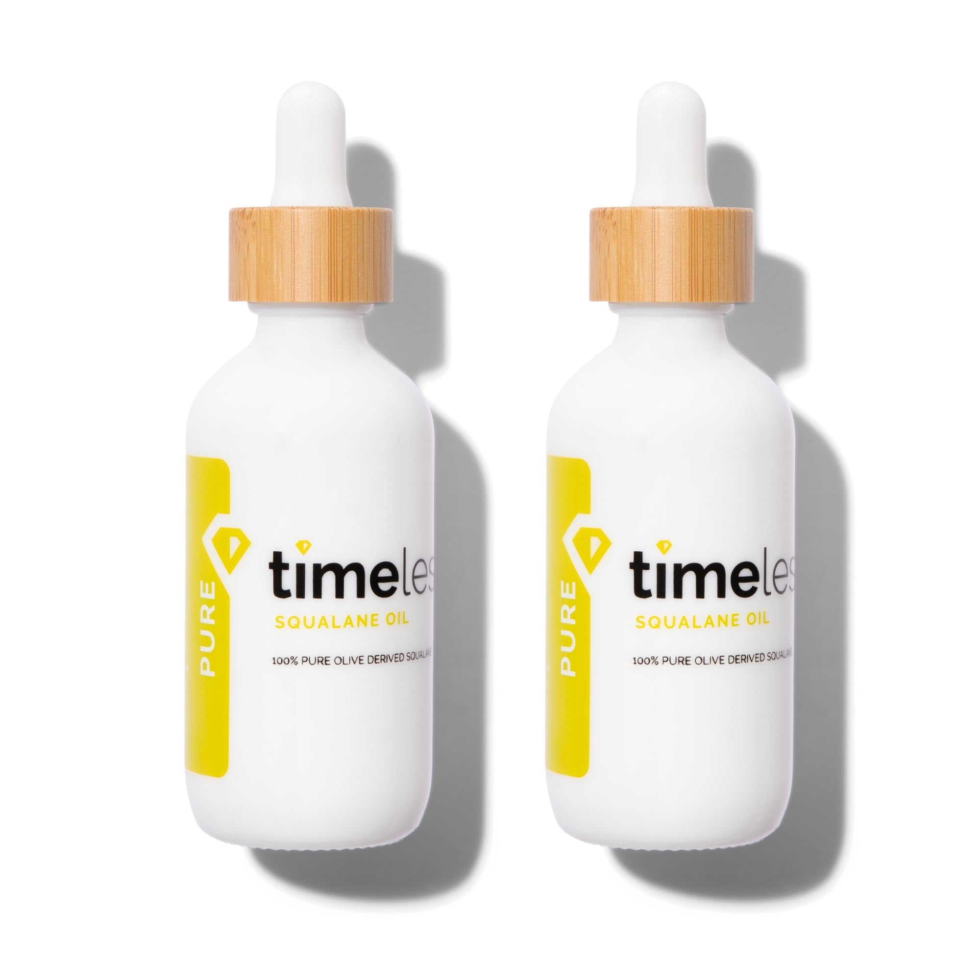 Timeless Skin CareSqualane Oil 100% Pure - 2 oz, 2 Pack - Lightweight, Plant-Based Dry Oil - Improves Skin Elasticity & Radiance - Regulates Oil Production - All Skin Types, Including Acne-Prone Skin