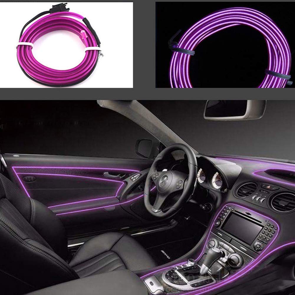 Automaze El Wire 5m/16ft Led Flexible Soft Tube Wire Lights Neon Glowing Car Rope Light DC 12V (Purple)-image-36