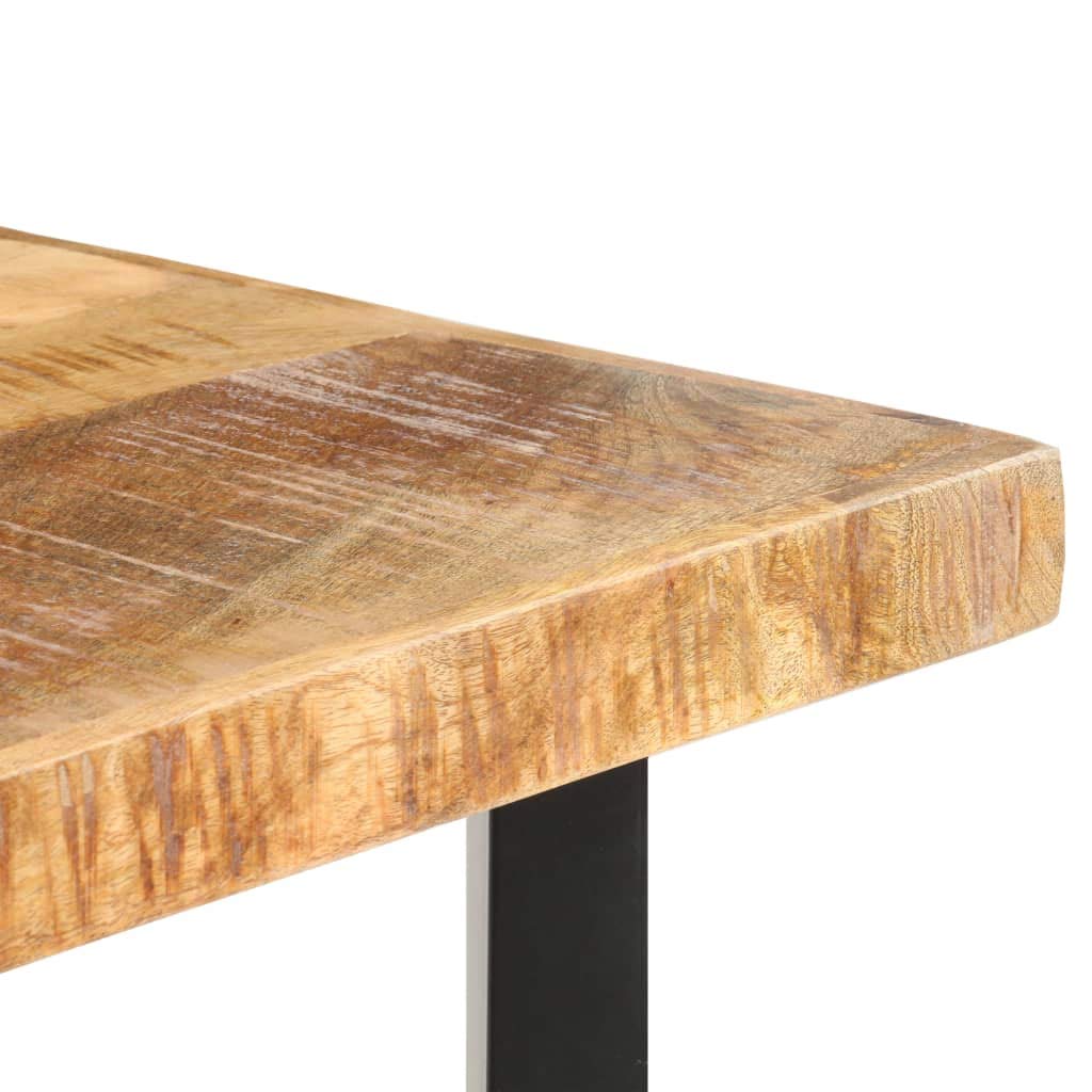 Mesa de bar de 120 x 58 x 107 cm de madera de mango rugosa con patas de hierro con recubrimiento en polvo, robusta mesa alta de aspecto industrial para cocina o comedor, madera dura tropical