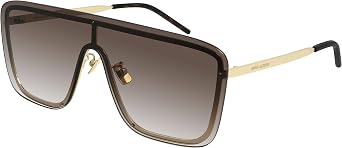 Saint Laurent SL364 Mask 006 Sunglasses Mens Gold-Havana/Brown Lens Shield 99mm