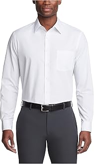 Van HeusenMens Poplin Regular Fit Solid Point Collar SHIRT