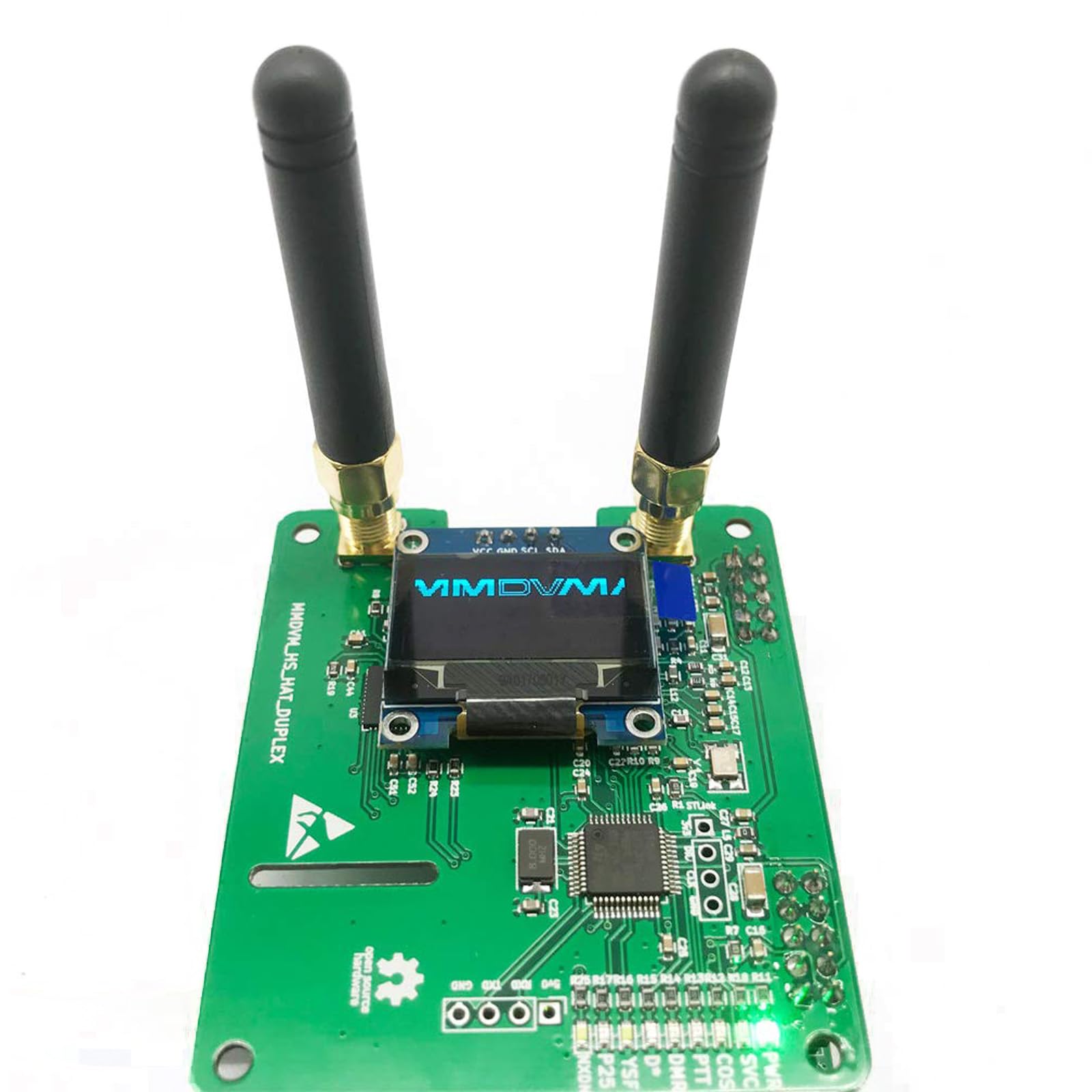 AURSINC Module MMDVM Double Hat Duplex Hotspot avec écran OLED 0.96 V1.47 Compatible P25 DMR YSF NXDN pour Raspberry Pi Vert